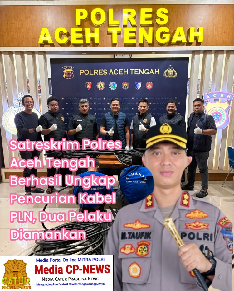 Satreskrim Polres Aceh Tengah Berhasil Ungkap Pencurian Kabel PLN, Dua Pelaku&nbsp;Diamankan