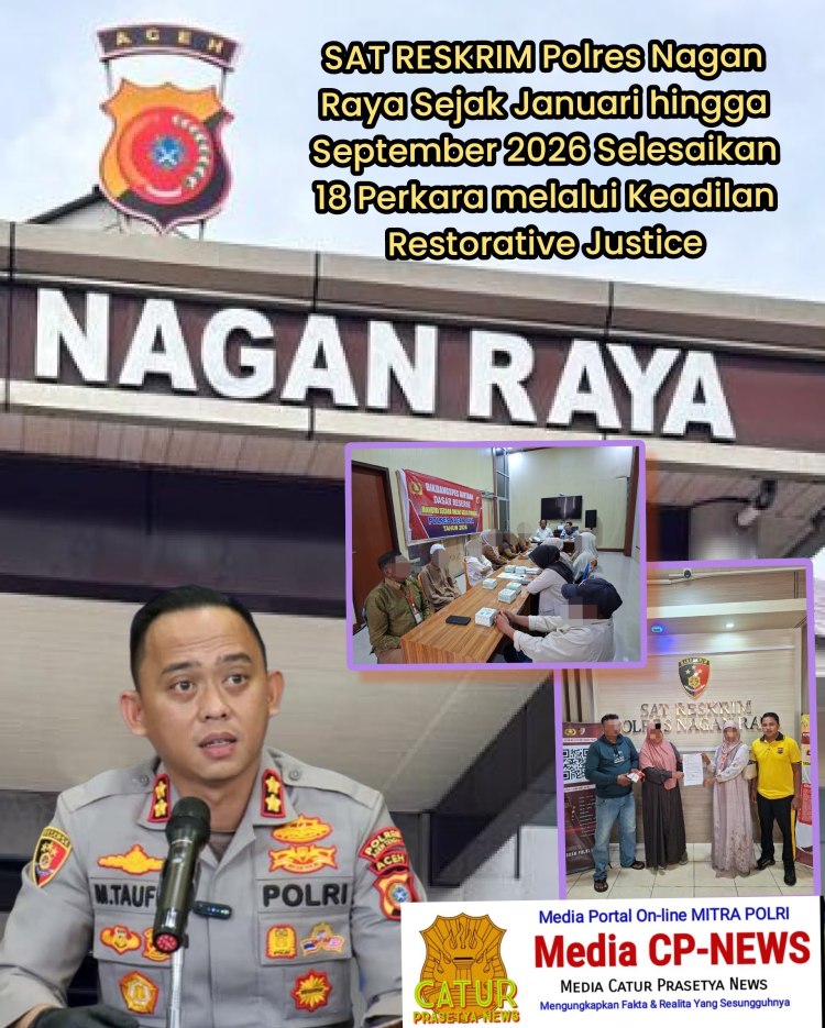 SAT RESKRIM Polres Nagan Raya Sejak Januari hingga September 2026 Selesaikan 18 Perkara melalui Keadilan Restorative&nbsp;Justice