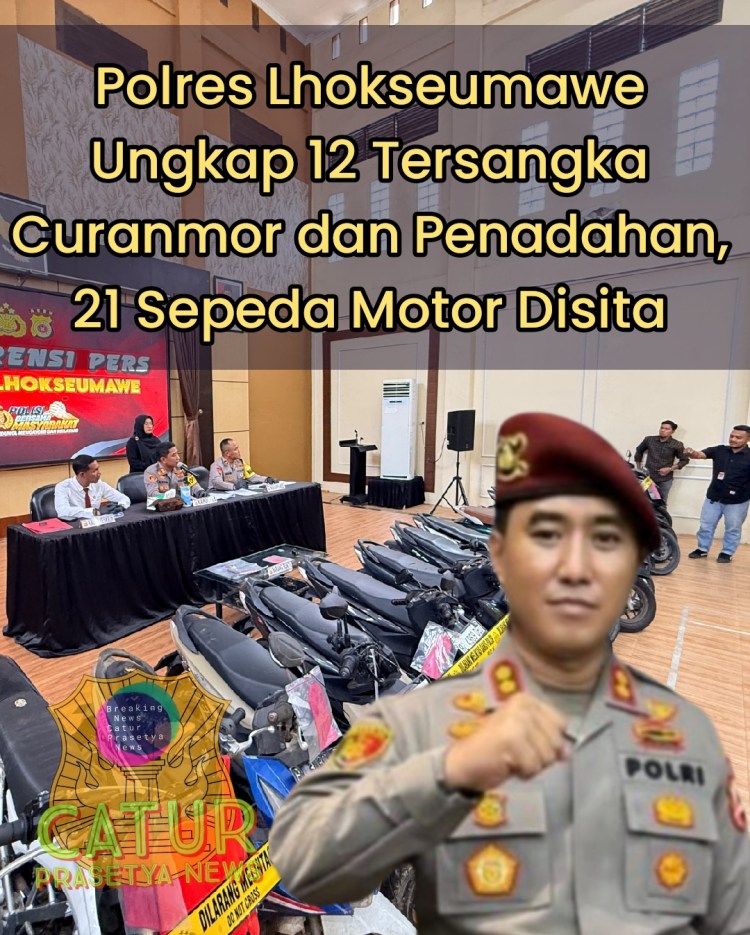 Polres Lhokseumawe Ungkap 12 Tersangka Curanmor dan Penadahan, 21 Sepeda Motor&nbsp;Disita